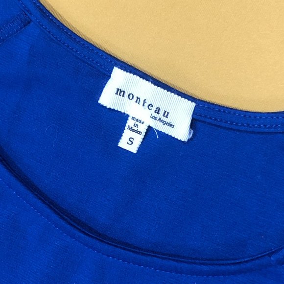 Monteau L.A. Womens Size S Blue Scoopneck Sleeveless Zipper Accent Mini Dress - Picture 3 of 6